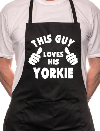 Adult This Guy Loves His Yorkie BBQ Dog Cooking Funny Novelty Apron