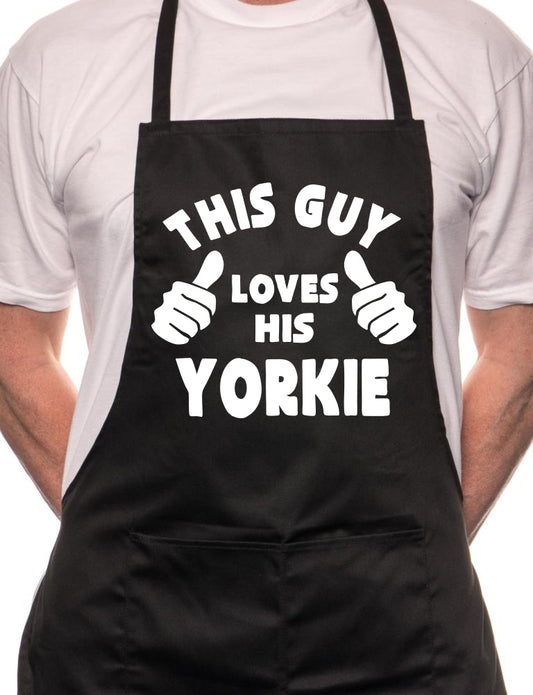 Adult This Guy Loves His Yorkie BBQ Dog Cooking Funny Novelty Apron