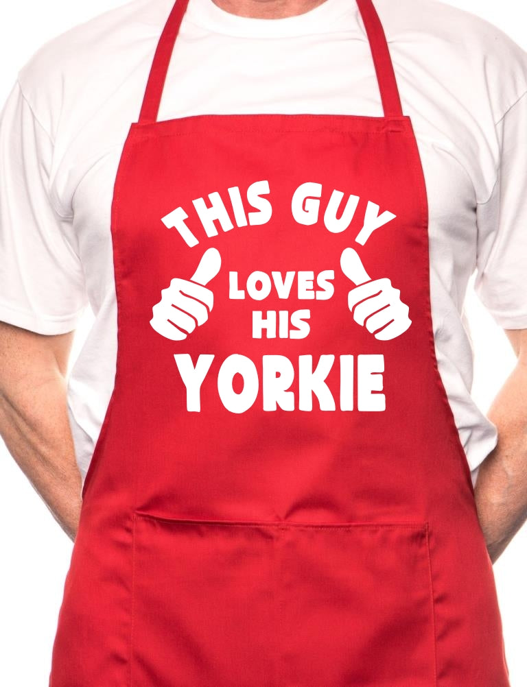 Adult This Guy Loves His Yorkie BBQ Dog Cooking Funny Novelty Apron