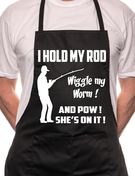 I Hold My Rod Fishing BBQ Cooking Apron