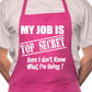 Adult My Job Is Top Secret BBQ Cooking Funny Novelty Apron