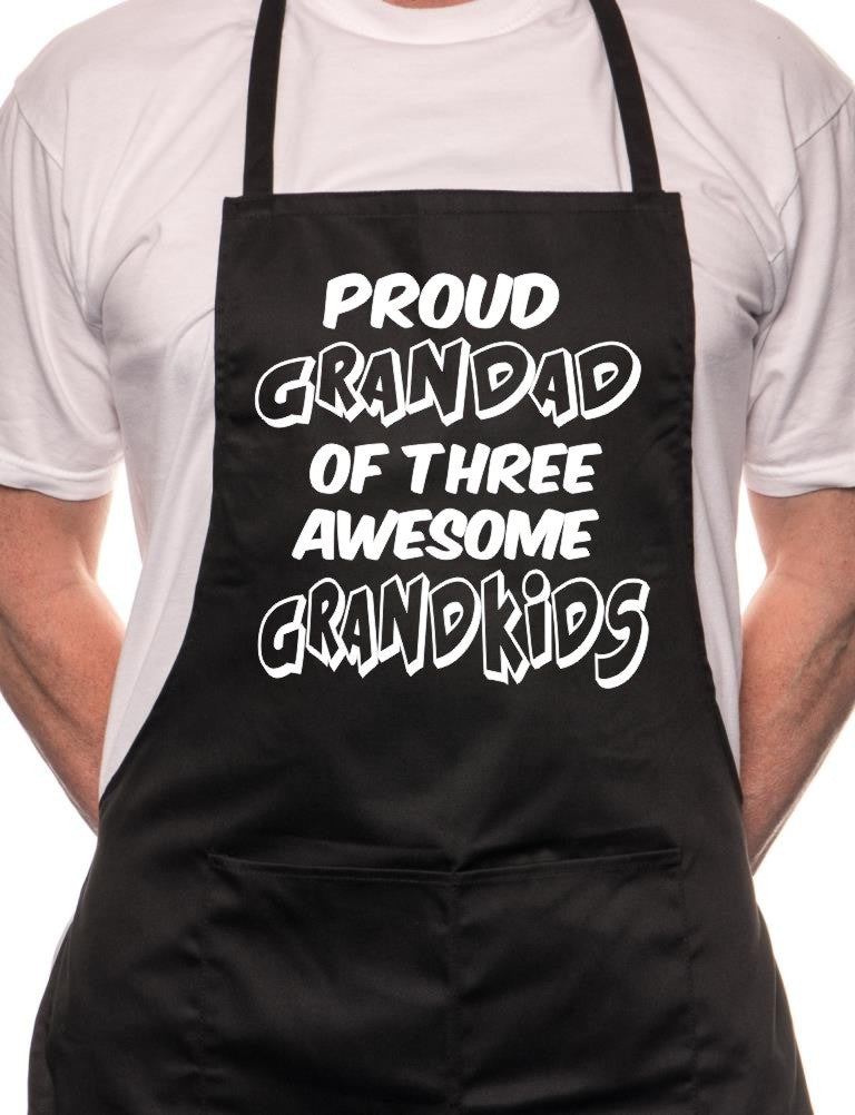Proud Grandad 3 Grandkids BBQ Cooking Apron