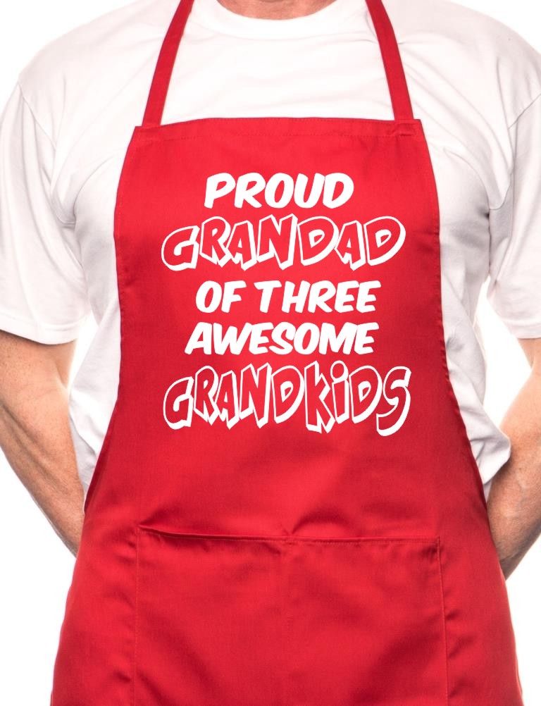 Proud Grandad 3 Grandkids BBQ Cooking Apron