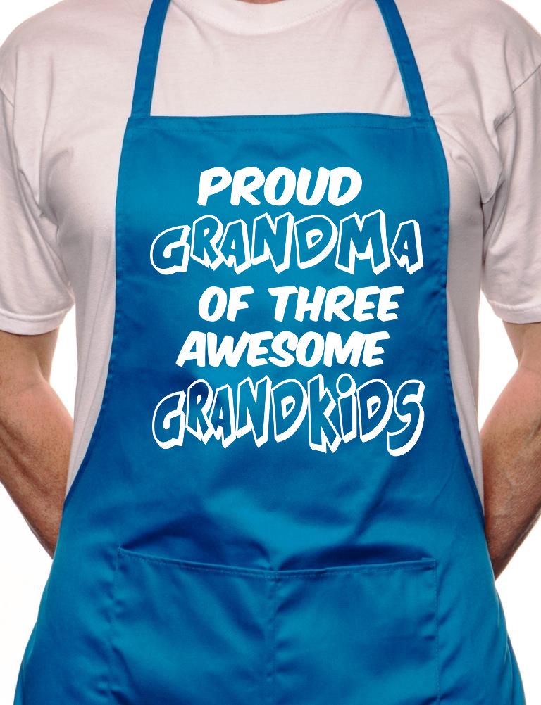 Proud Grandma Of 3 Grandkids BBQ Cooking Apron