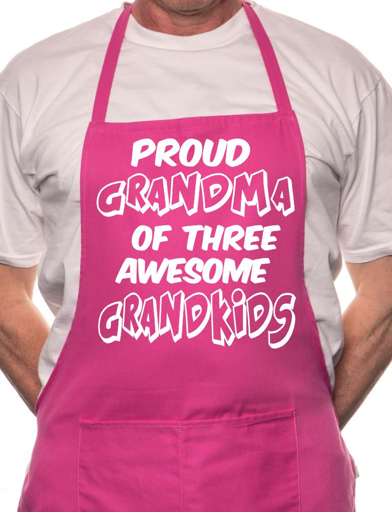 Proud Grandma Of 3 Grandkids BBQ Cooking Apron