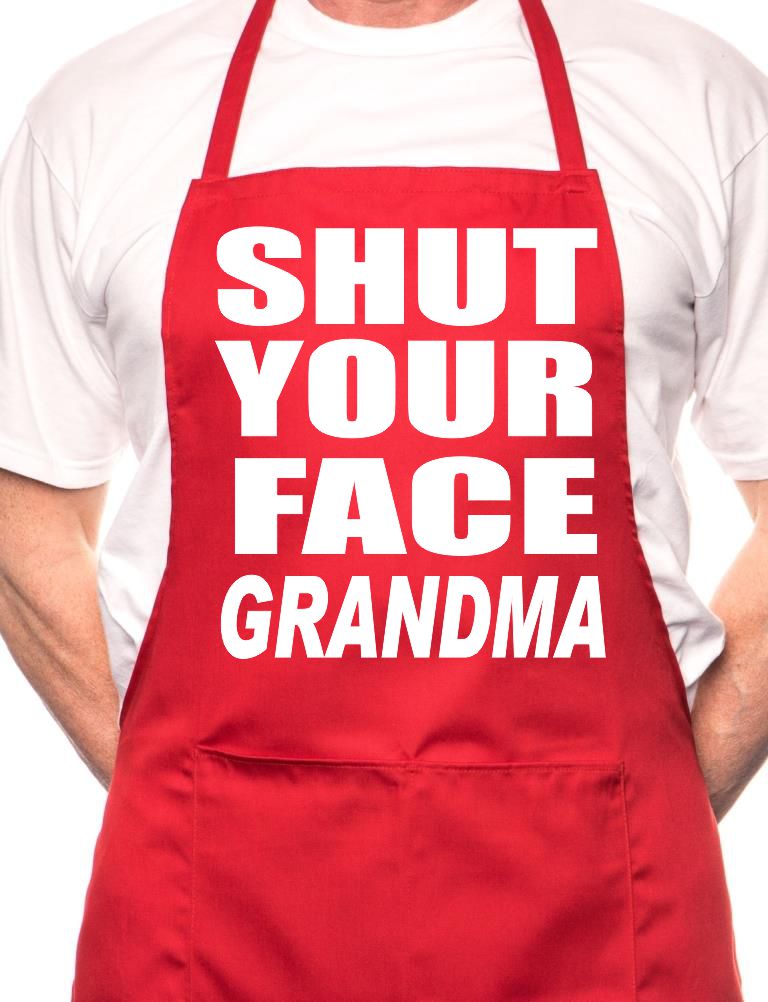 Impractical Jokers Shut Face Grandma BBQ Cooking Apron