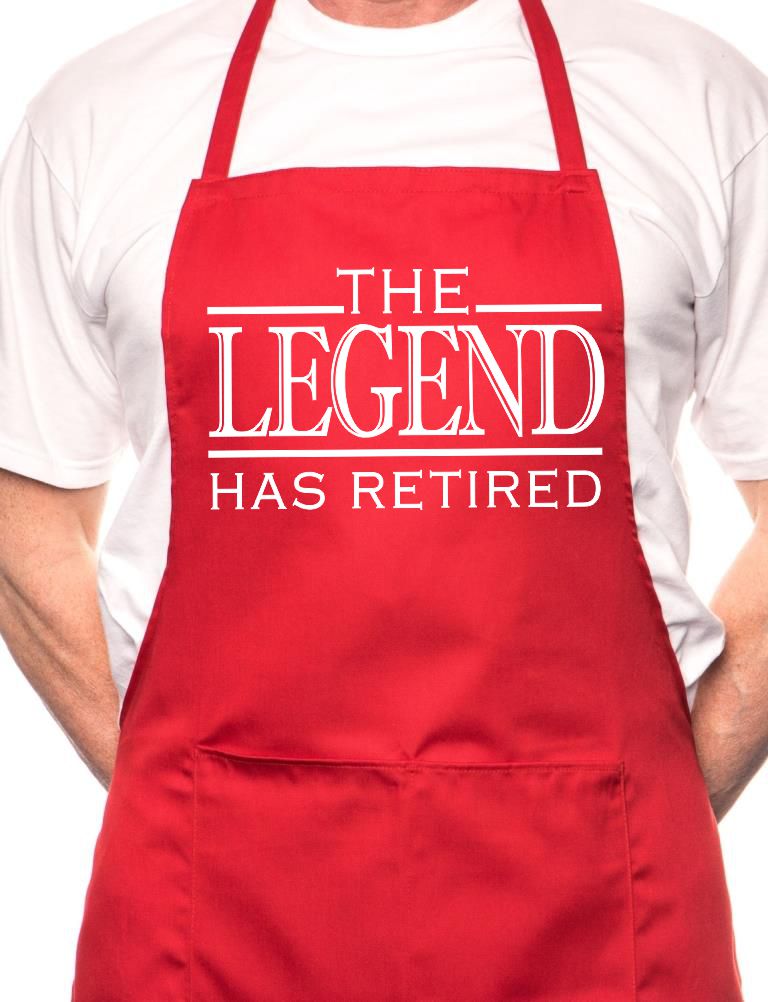 Adult The Legend has Retired BBQ Cooking Funny Novelty Apron