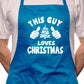 Adult This Guy Loves Christmas Santa BBQ Cooking Funny Novelty Apron