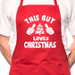 Adult This Guy Loves Christmas Santa BBQ Cooking Funny Novelty Apron