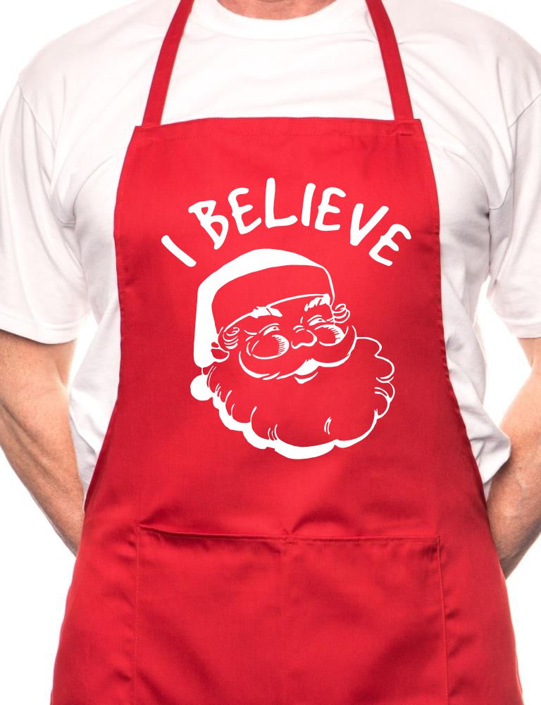 I Believe In Santa Claus Father Christmas BBQ Cooking Apron