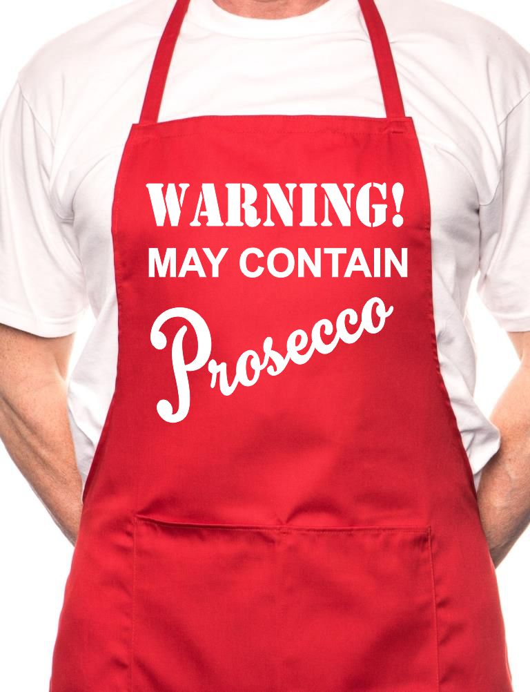 Warning Contains Prosecco BBQ Cooking Funny Novelty Apron