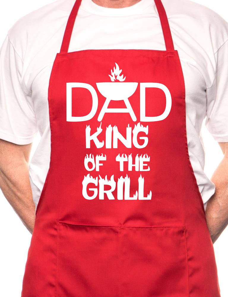 Dad King Of The Grill Funny BBQ Cooking Novelty Apron
