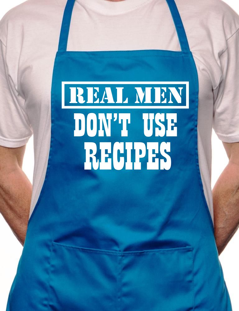 Real Men No Recipes Funny Father Day BBQ Cooking Novelty Apron