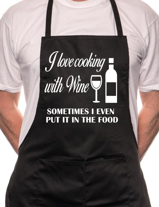 Love Cooking With Wine Fathers Day BBQ Cooking Apron