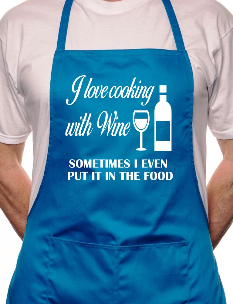 Love Cooking With Wine Fathers Day BBQ Cooking Apron