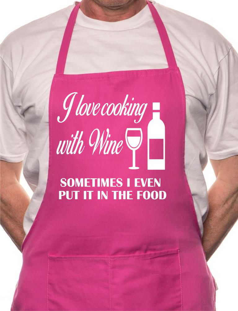 Love Cooking With Wine Fathers Day BBQ Cooking Apron