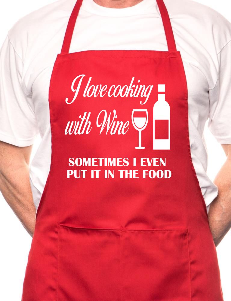 Love Cooking With Wine Fathers Day BBQ Cooking Apron