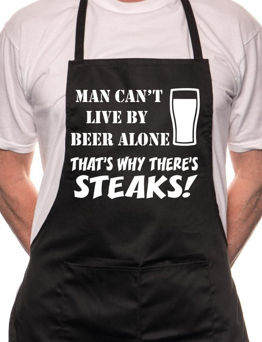 Can't Live By Beer Alone Fathers Day BBQ Cooking Apron