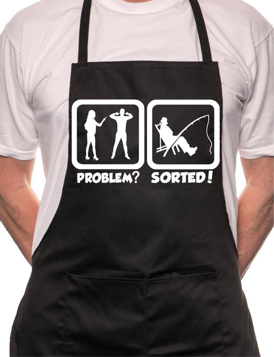 Problem Sorted Gone Fishing Angler BBQ Cooking Apron