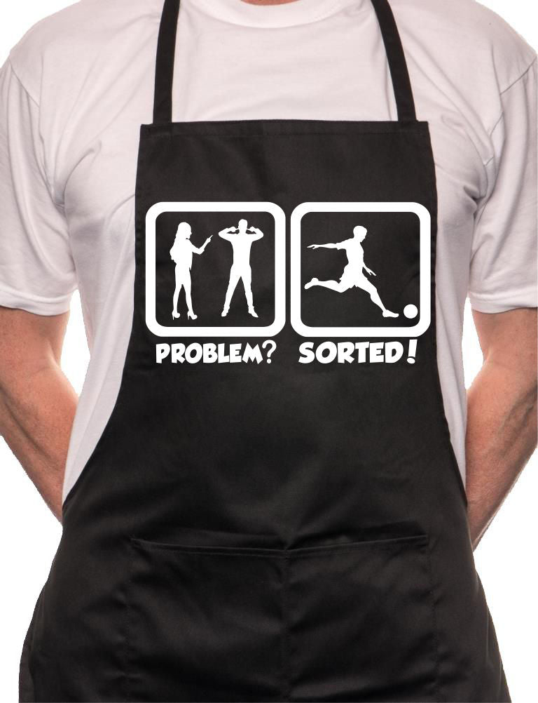 Problem Sorted Playing Football BBQ Cooking Apron