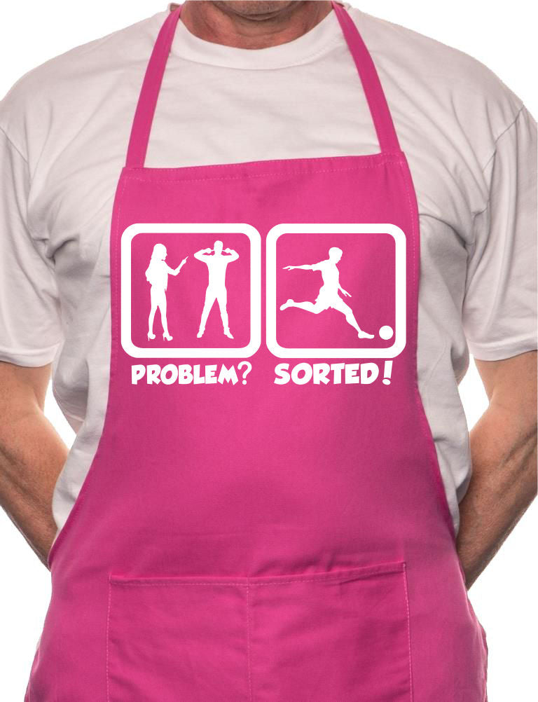 Problem Sorted Playing Football BBQ Cooking Apron