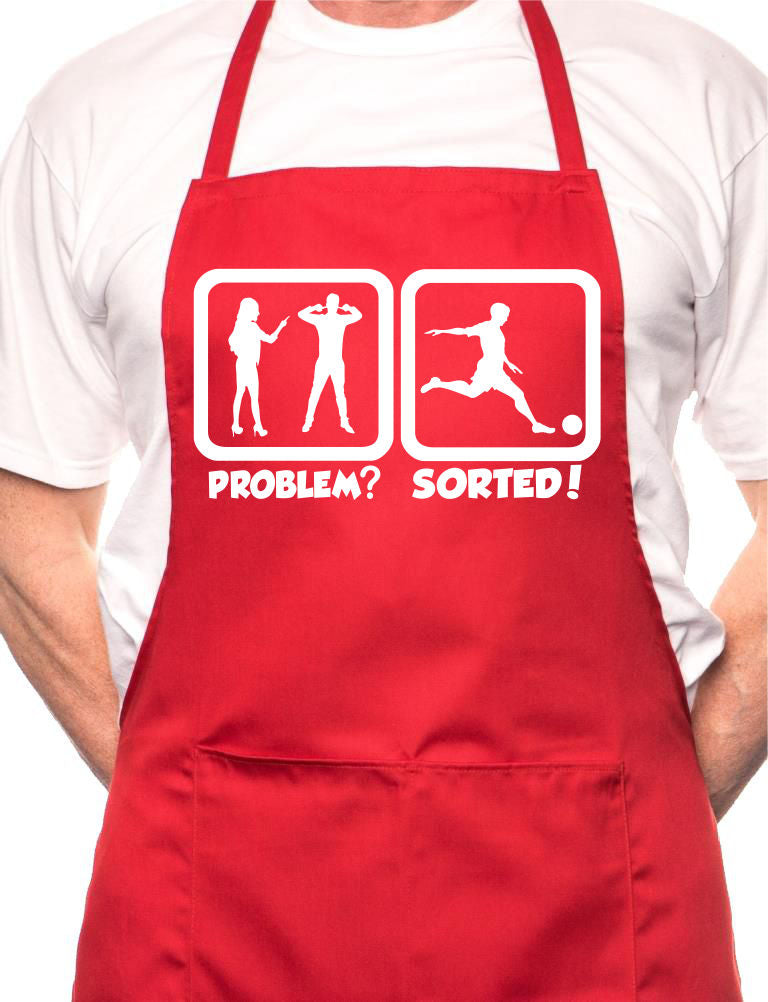 Problem Sorted Playing Football BBQ Cooking Apron