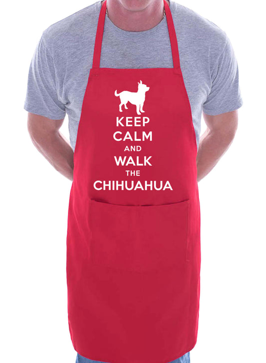 Keep Calm and Walk Chihuahua Dog Funny BBQ Novelty Cooking Apron