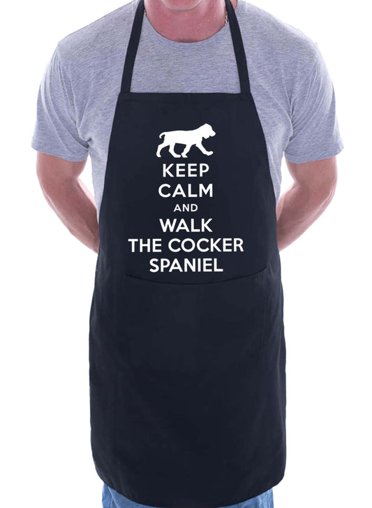 Keep Calm and Walk Cocker Spaniel Dog BBQ Cooking Apron