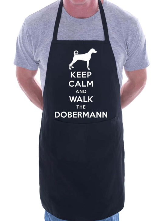 Keep Calm and Walk Doberman Dog Funny BBQ Novelty Cooking Apron