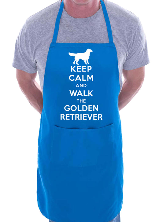 Keep Calm and Walk Golden Retriever Dog BBQ Cooking Apron