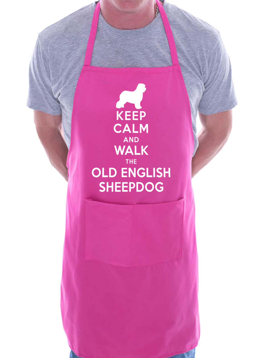 Keep Calm and Walk Old English Sheepdog Dog BBQ Cooking Apron