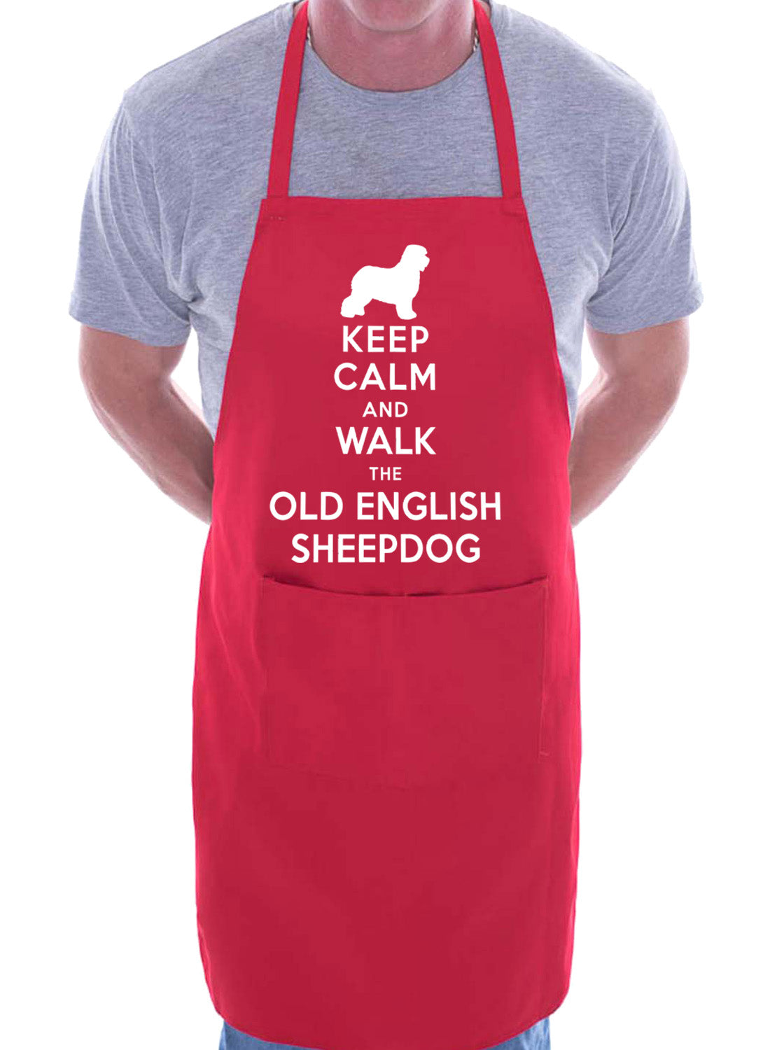 Keep Calm and Walk Old English Sheepdog Dog BBQ Cooking Apron