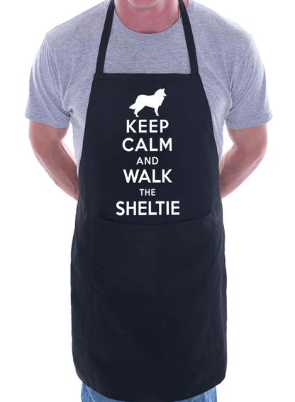 Keep Calm and Walk The Sheltie Dog BBQ Cooking Apron