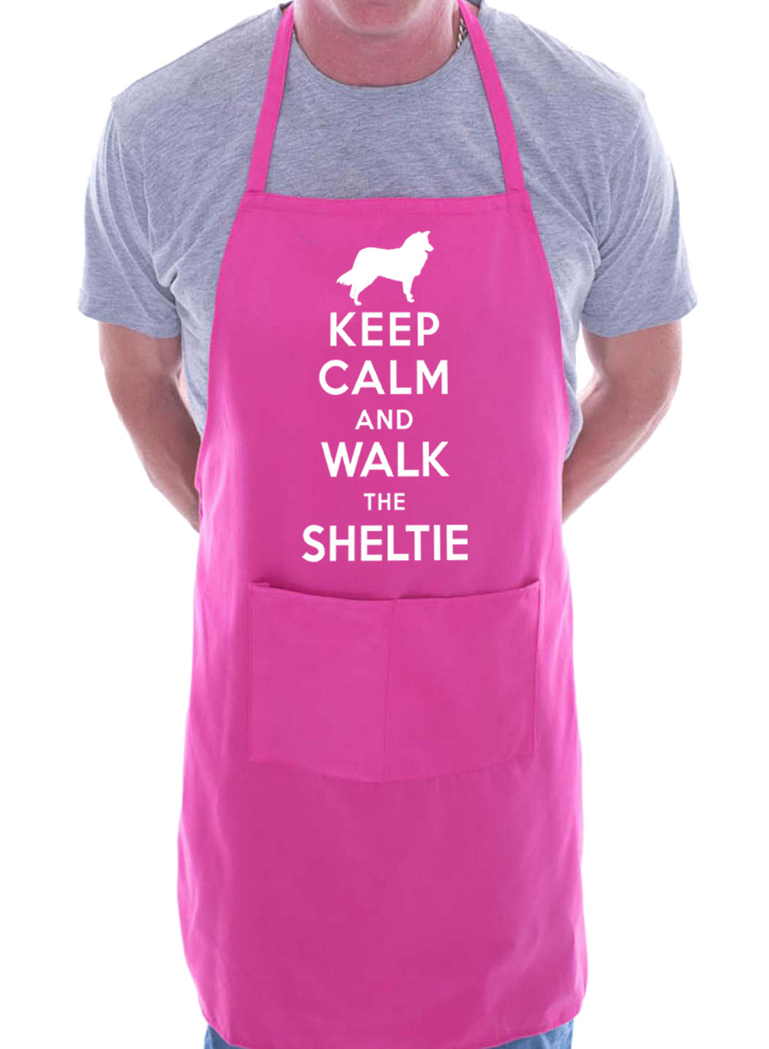 Keep Calm and Walk The Sheltie Dog BBQ Cooking Apron