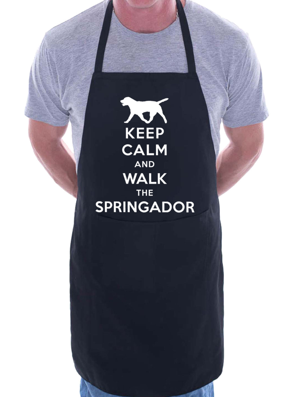 Keep Calm and Walk The Springador Dog Funny BBQ Novelty Cooking Apron
