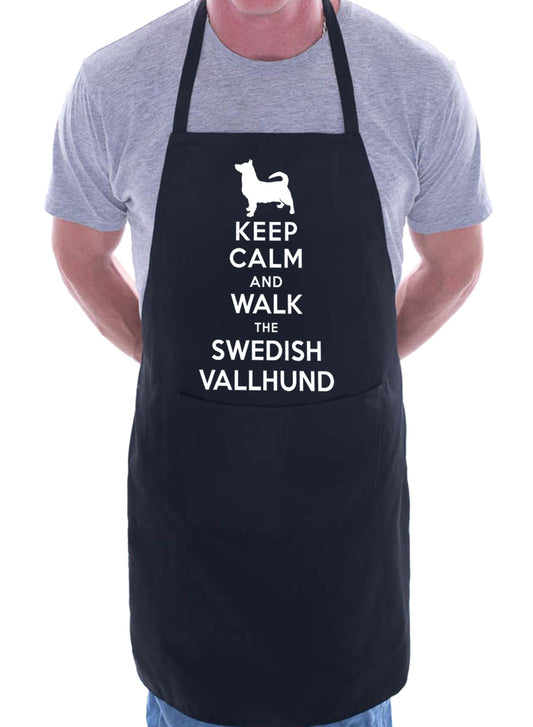 Keep Calm and Walk Swedish Valhund Dog BBQ Cooking Apron