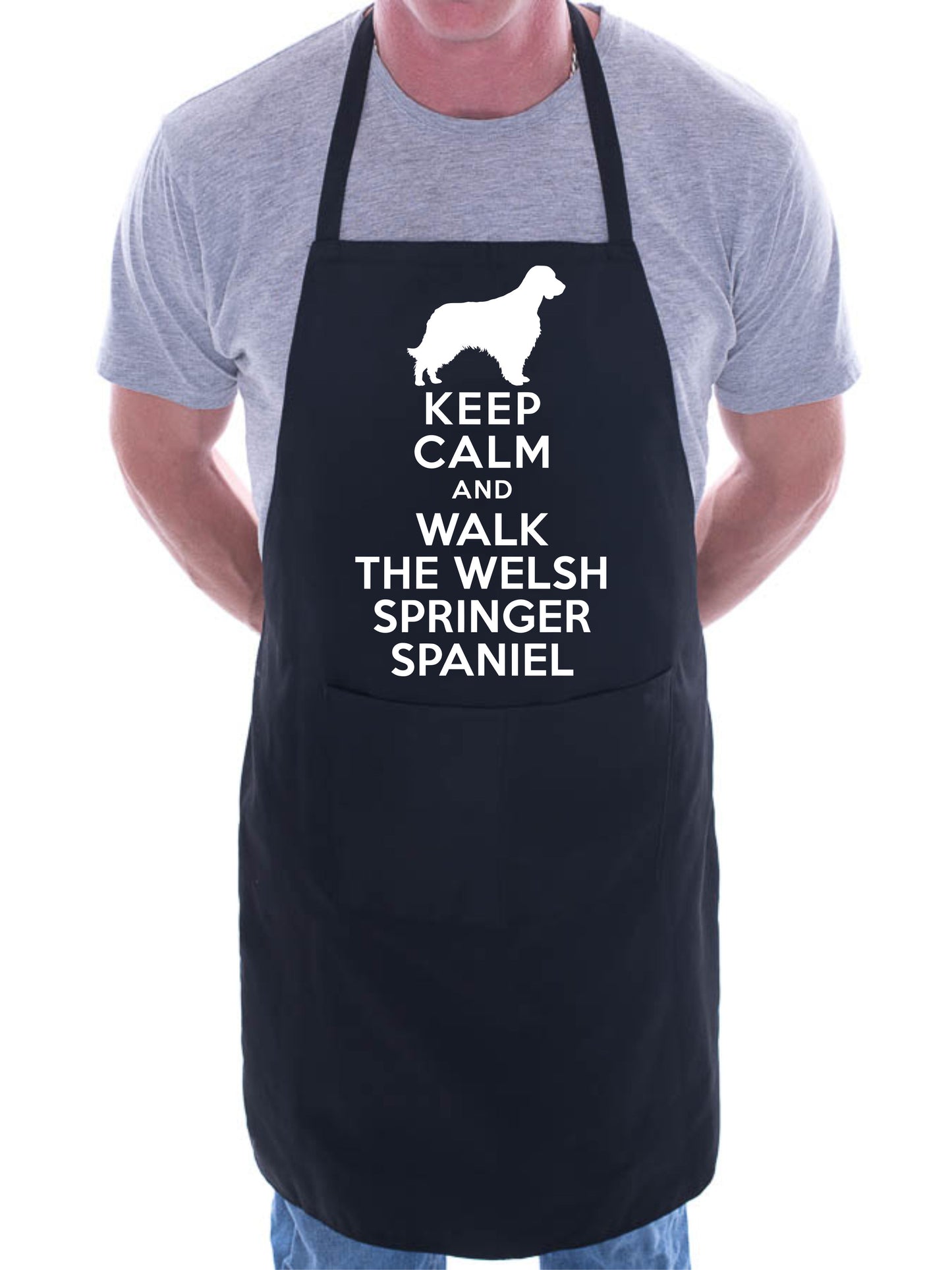 Keep Calm and Walk Welsh Springer Spaniel Dog BBQ Cooking Apron