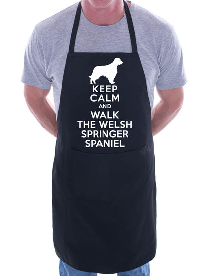 Keep Calm and Walk Welsh Springer Spaniel Dog BBQ Cooking Apron