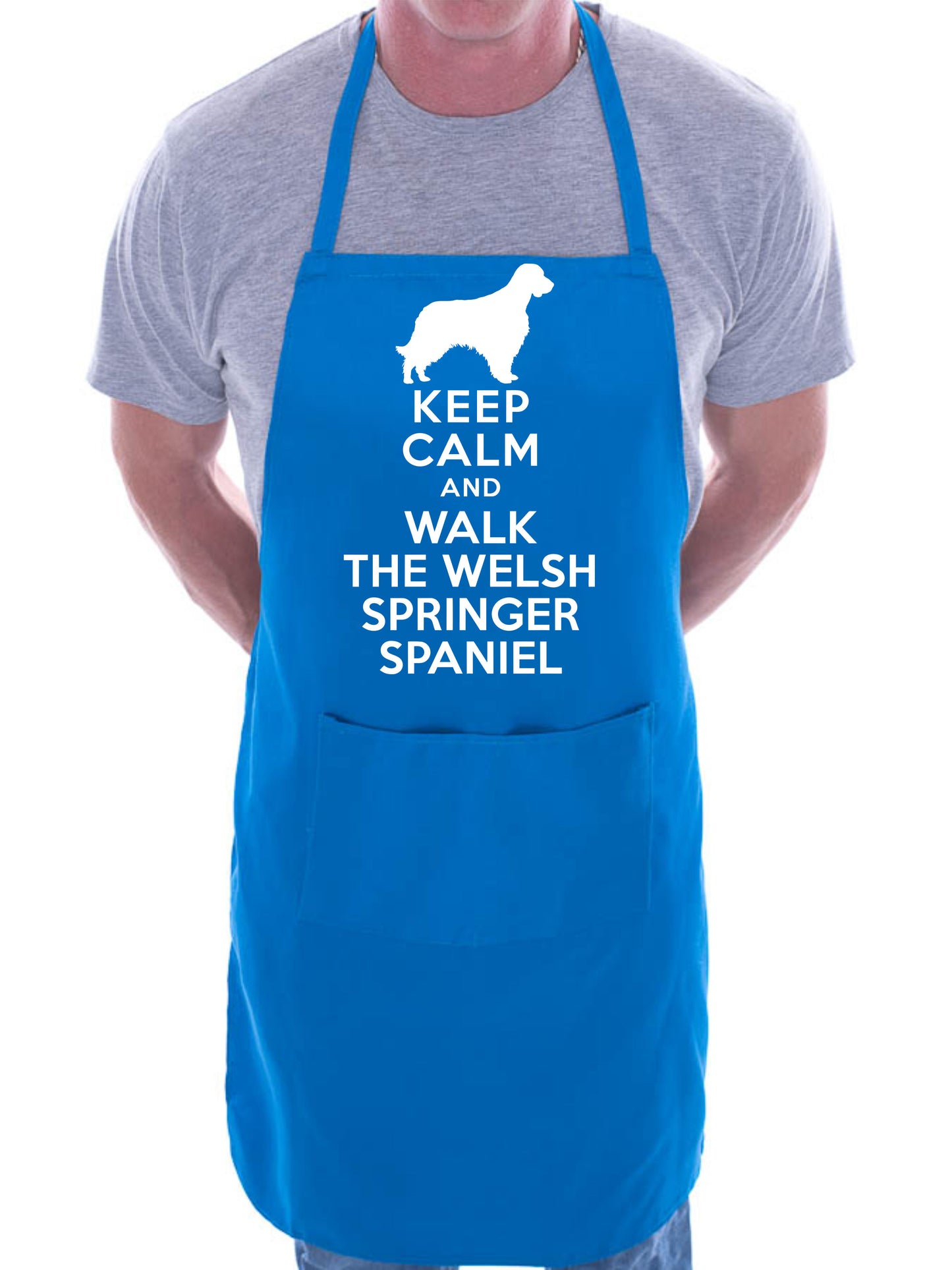 Keep Calm and Walk Welsh Springer Spaniel Dog BBQ Cooking Apron