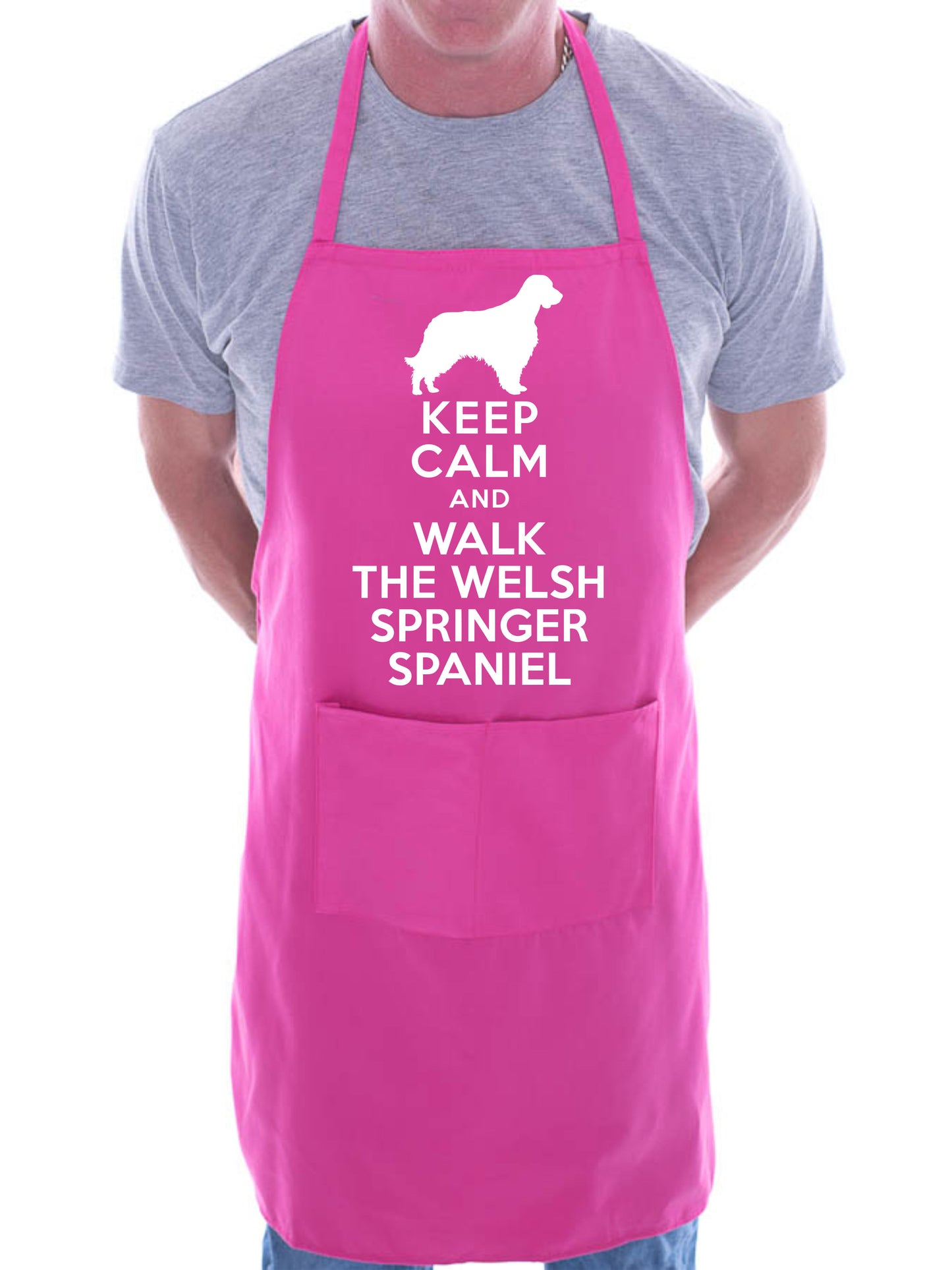 Keep Calm and Walk Welsh Springer Spaniel Dog BBQ Cooking Apron