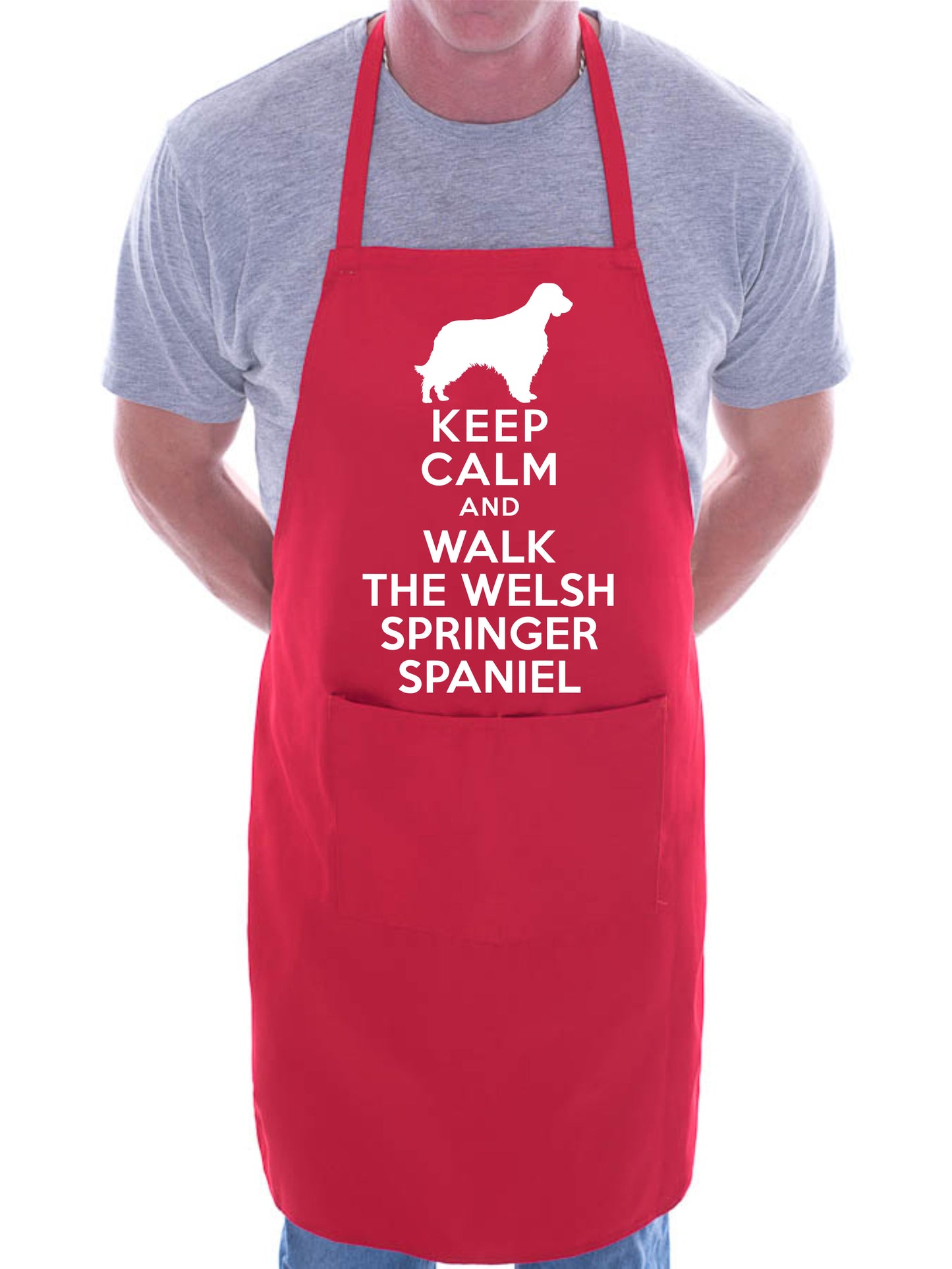 Keep Calm and Walk Welsh Springer Spaniel Dog BBQ Cooking Apron