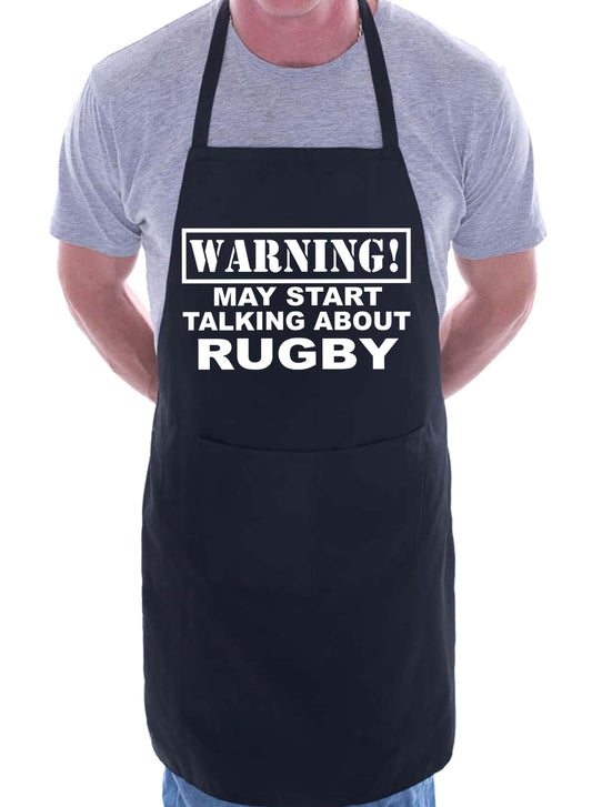Warning May Talk About Rugby Fan Funny BBQ Novelty Cooking Apron