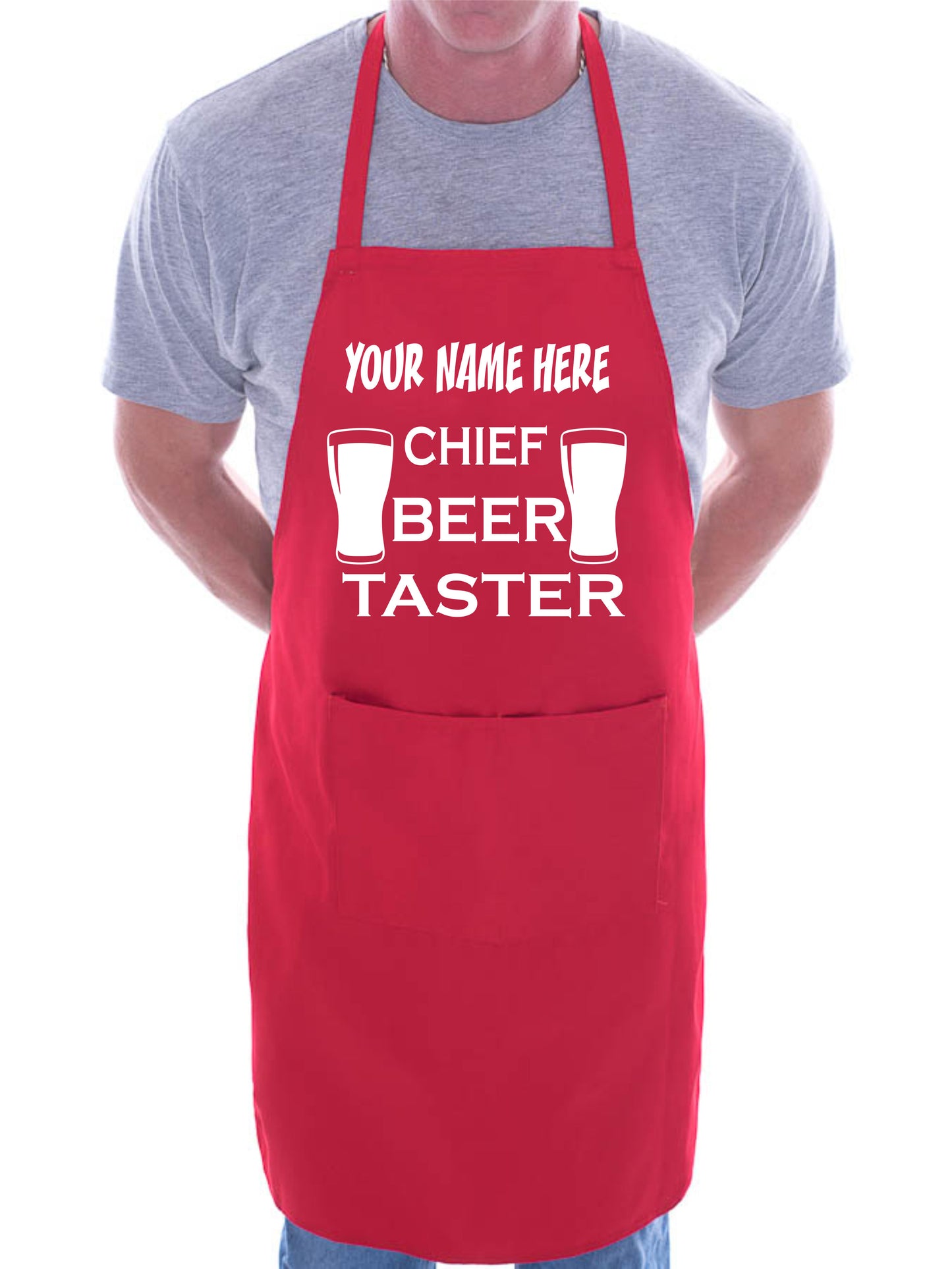 Customise This Apron Chief Beer Taster Any Name Here BBQ Cooking Apron