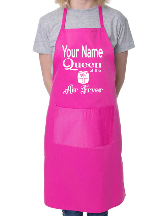 Adult Personalised Apron Queen Of The Air Fryer Add Name Funny BBQ Baking