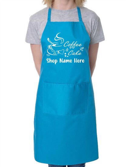 Personalised Apron Coffee & Cake Cafe Your Shop Restaurant Name Here Work Gift