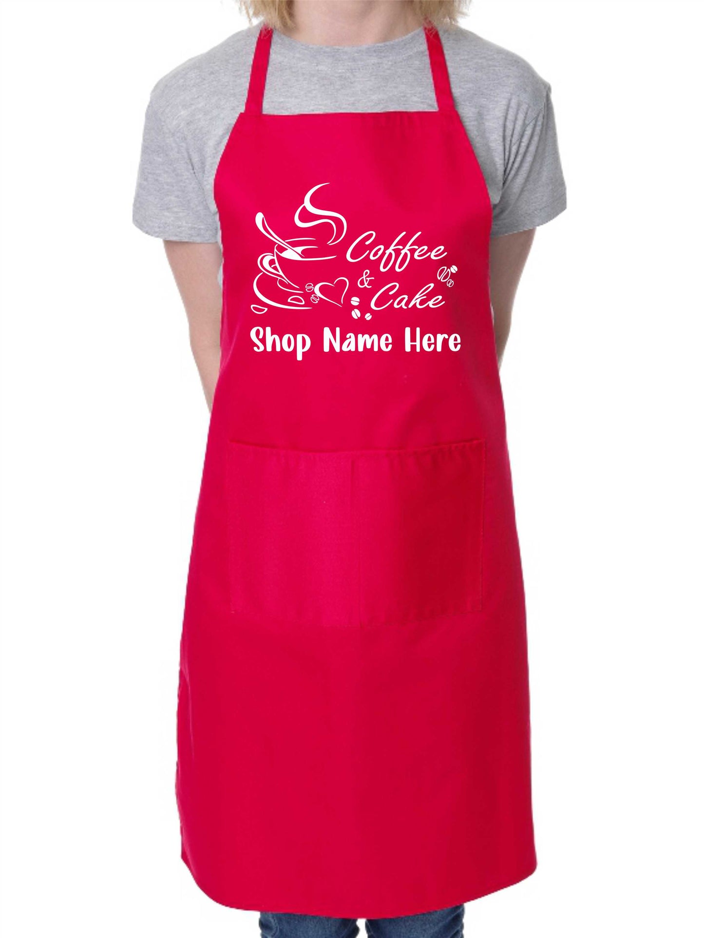 Personalised Apron Coffee & Cake Cafe Your Shop Restaurant Name Here Work Gift