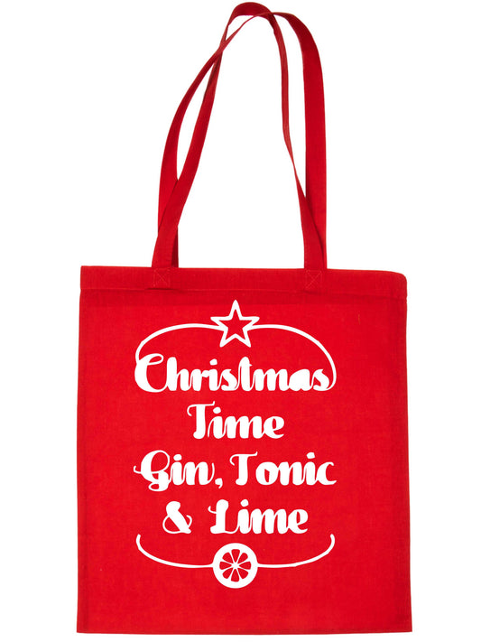 Christmas Time Gin & Lime Christmas Gift Xmas Funny Shopping Tote Bag For Life