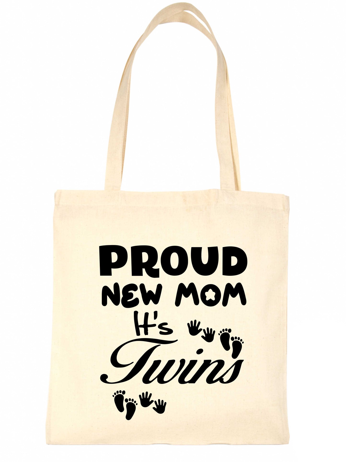 Proud New Mom-It's Twins New Baby Ladies Reusable Shopping Tote Bag