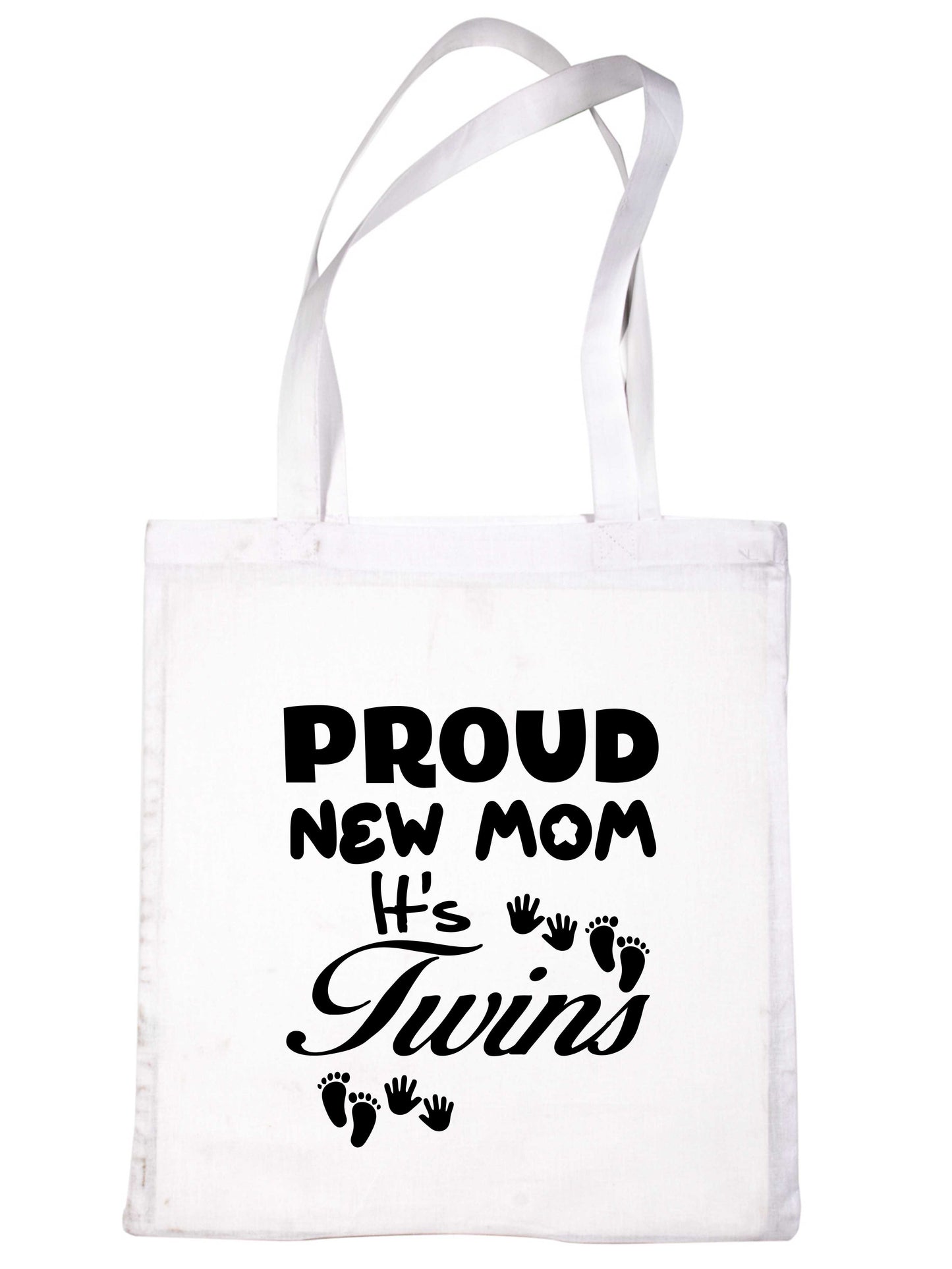 Proud New Mom-It's Twins New Baby Ladies Reusable Shopping Tote Bag