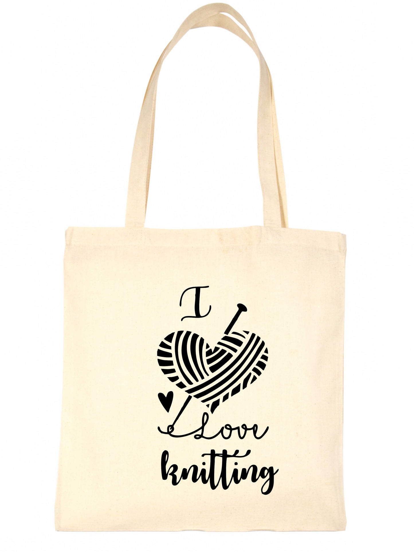 I Love Knitting Crafting Crochet Slogan Ladies Reusable Shopping Tote Bag